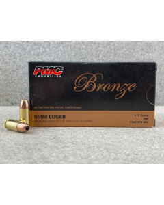 PMC Bronze 9mm Luger Handgun Ammo - 115 Grain JHP