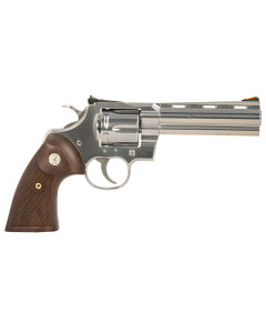 Colt Python 357 Mag/38 Special 6 Shot 5" Stainless Recessed Target/Vent Rib Barrel, Stainless Cylinder & Frame, Walnut w/Colt Medallion Grip