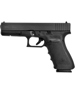 Glock G20 Gen4 Full Size 10mm Auto 10+1, 4.61" Black Steel Barrel, Matte Black Serrated Steel Slide, Black Polymer Frame w/Picatinny Rail, Black Finger Grooved w/Interchangeable Backstrap Grip, Ambidextrous, USA Made