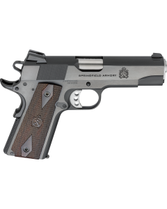 Springfield Armory 1911 Garrison 9mm Luger 9+1 4.25" Stainless Match Grade Barrel, Blued Serrated Carbon Steel Slide & Frame w/Beavertail, Thinline Wood Grip