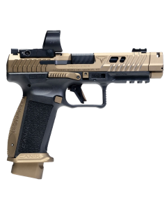 Canik TTI Combat w/Optic 9mm Luger 18+1 4.60" Fluted/Ported Barrel, Burnt Bronze Cerakote Optic Cut/Serrated Slide, Black Polymer Frame w/Picatinny Rail, MaCanik M03 Competition Red Dot