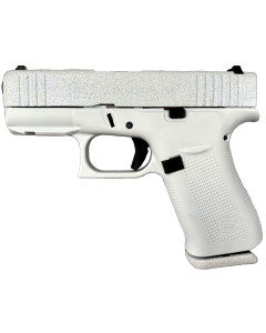 Glock G43X  Slim Sub-Compact 9mm Luger 10+1 3.41" Black GMB Barrel, Frost Glitter Cerakote Serrated Steel Slide, Frost Cerakote Polymer Frame