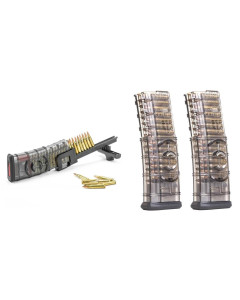 ETS UNIVERSAL RIFLE MAG LOADER | Fits Rifle Magazines Bundled w- TWO ETS .223 Rem & 5.56 NATO Rifle Mag Smoke Gray | FITS AR15 Rifle | 30RD Mag | WITH COUPLER