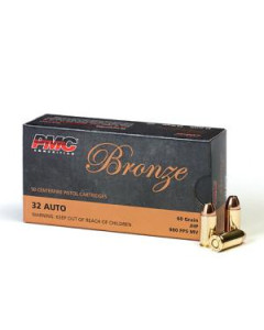PMC Bronze .32 ACP Handgun Ammo - 60 Grain | JHP | 50rd Box