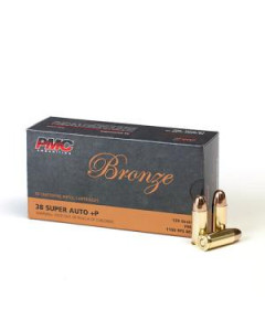 PMC Bronze .38 Super Handgun Ammo - 130 Grain | +P | FMJ | 50rd Box