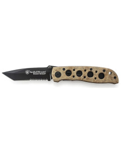 Smith & Wesson Extreme Ops Liner Lock Folding Knife, Tanto Blade, Desert Aluminum Handle with Lanyard Hole and Pocket Clip