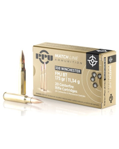 PPU PPM3083 Match 308 Win/7.62 NATO 175 GR Full Metal Jacket Boat Tail (FMJBT) 20 Bx