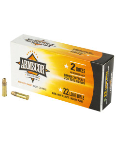 Armscor Ammo, 22lr, 36gr, Hollow Point, Hi-velocity, 200 Round Brick 50321