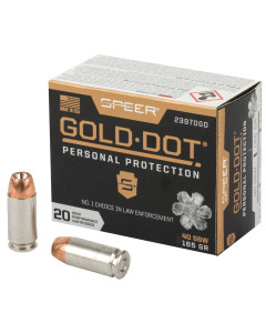 Speer Ammunition Speer Gold Dot, Personal Protection, 40S&W, 165 Grain, Hollow Point, 20 Round Box 23970GD