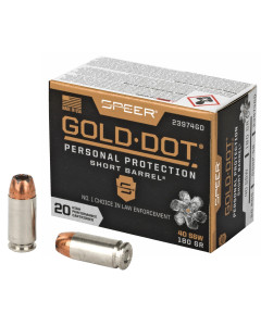 Speer Ammunition Speer Gold Dot, Personal Protection, 40S&W, 180 Grain, Hollow Point, Short Barrel, 20 Round Box 23974GD