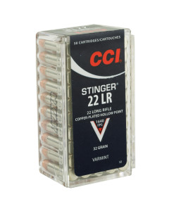 CCI Stinger, 22LR, 32 Grain, Gilded Lead Hollow Point, 50 Round Box 50