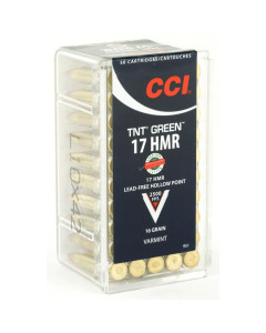 CCI TNTGreen, 17 HMR, 16 Grain, Hollow Point, Lead Free, 50 Round Box, California Certified Nonlead Ammunition 951