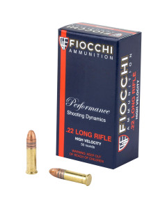 Fiocchi Ammunition Rimfire, 22LR, 40 Grain, Copper Plated Round Nose, 50 Round Box 22FHVCRN