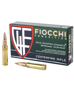 Fiocchi Ammunition Rifle, 308WIN, 150 Grain, Full Metal Jacket Boat Tail, 20 Round Box 308A