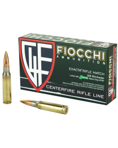 Fiocchi Ammunition Rifle, 308WIN, 175 Grain, Hollow Point Boat Tail Match King, 20 Round Box 308MKD