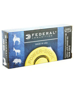 Federal PowerShok, 243WIN, 100 Grain, Soft Point, 20 Round Box 243B
