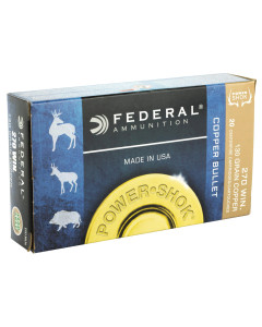 Federal PowerShok, 270 Win, 130 Grain, Copper, Lead Free, 20 Round Box, California Certified Nonlead Ammunition 270130LFA