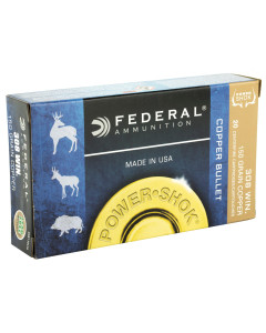 Federal PowerShok, 308 Win, 150 Grain, Copper, Lead Free, 20 Round Box, California Certified Nonlead Ammunition 308150LFA