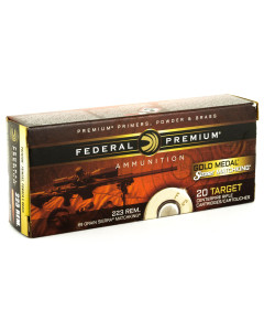 Federal Gold Medal Match, 223 Remington, 69 Grain, Boat Tail Hollow Point, 20 Round Box GM223M