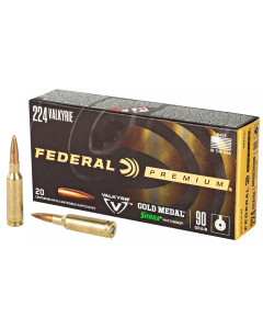 Federal Gold Medal, 224 Valkyrie, 90 Grain, Boat tail Hollow Point, 20 Round Box GM224VLK1