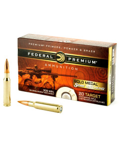 Federal Gold Medal Match, 308 Winchester, 168 Grain, Boat Tail, Hollow Point. 20 Round Box GM308M