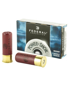 Federal PowerShok, 12 Gauge, 2.75", 00 Buck, 3 Dram, Buckshot, 9 Pellets,5 Round Box H13200
