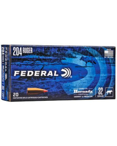 Federal Varmint and Predator, V-Max, 204 Ruger, 32 Grain, 20 Round Box V204VM32