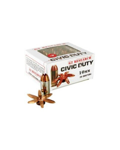 G2 Research Civic Duty, 10MM, 122 Grain, Lead Free Copper, 20 Round Box, California Certified Nonlead Ammunition G00622