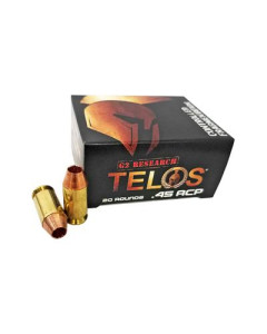 G2 Research Telos, 45ACP, 160 Grain, Lead Free Copper, 20 Round Box, California Certified Nonlead Ammunition G00629