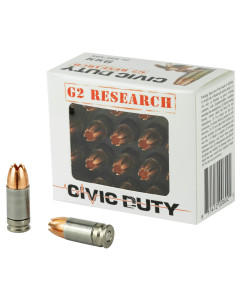 G2 Research Civic Duty, 9MM, 100 Grain, Lead Free Copper, 20 Round Box, California Certified Nonlead Ammunition 06025