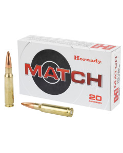 Hornady Match Ammunition, 308 Win, 168 Grain, Boat Tail Hollow Point, 20 Round Box 8097