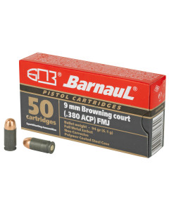 Barnaul Ammunition 380 ACP, 94Gr, Full Metal Jacket, Steel Polycoated Case, 50 Round Box BRN380AUTOFMJ94