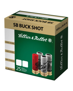 Sellier & Bellot Shotshell, 12 Gauge, 2.75", 00 Buck, 12 Pellets, 25 Round Box SB12BSC