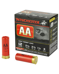 Winchester Ammunition AA Target, 12 Gauge, 2.75", #8, 2 3/4 Dram, 1.125 oz., Shotshell, 25 Round Box AA128