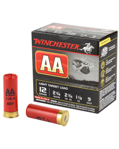 Winchester Ammunition AA Target, 12 Gauge, 2.75", #9, 2 3/4 Dram, 1.125 oz., Shotshell, 25 Round Box AA129