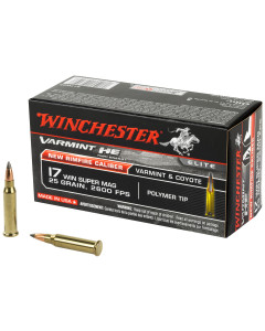 Winchester Ammunition Varmint HE, 17WSM, 25 Grain, Polymer Tip, 50 Round Box S17W25