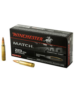 Winchester Ammunition Match, 223 Rem, 69 Grain, Boat Tail, Hollow Point, 20 Round Box S223M2