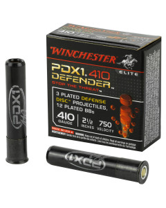 Winchester Ammunition Defender, Supreme Elite, 410 Gauge, 2.5", Buckshot, 3 Defense, Discs-12 BB Pellets, 10 Round Box S410PDX1