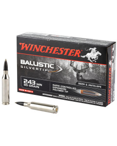 Winchester Ammunition Supreme, 243WIN, 95 Grain, Supreme Ballistic Silvertip, 20 Round Box SBST243A