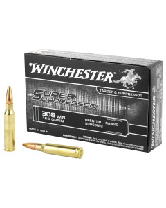 Winchester Ammunition Super Suppressed, 308 Win, 168 Grain, Open Tip, 20 Round Box SUP308