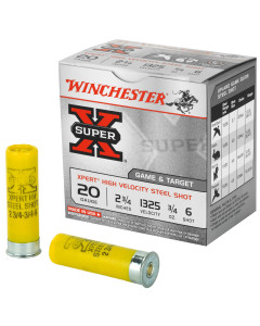 Winchester Ammunition Xpert, 20 Gauge, 2.75", #6, 3/4 oz., Steel Shot, Lead Free, 25 Round Box, California Certified Nonlead Ammunition WE20GT6