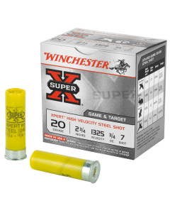 Winchester Ammunition Xpert, 20 Gauge, 2.75", #7, 3/4 oz., Steel Shot, Lead Free, 25 Round Box, California Certified Nonlead Ammunition WE20GT7