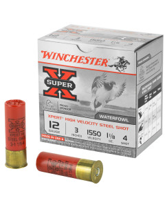 Winchester Ammunition Xpert HI-Velocity Steel, 12 Gauge, 3", #4, 1 1/8 oz., 25 Round Box WEX1234