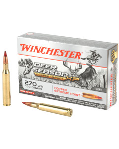 Winchester Ammunition Deer Season XP Copper Impact, 270 Win, 130 Grain, Lead Free, Copper Extreme Point Polymer Tip, 20 Round Box, California Certified Nonlead Ammunition X270DSLF