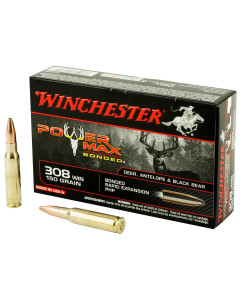 Winchester Ammunition Power Max Bonded, 308WIN, 150 Grain, Bonded Protected Hollow Point, 20 Round Box X3085BP