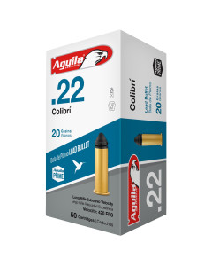 Aguila Ammunition Rimfire, Colibri, 22LR, 20 Grain, Powderless, Lead Bullet, 50 Round Box 1B222337