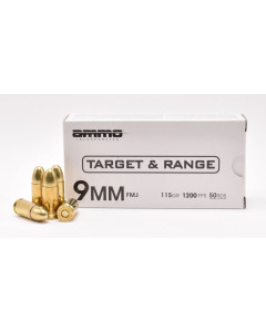 Ammo Inc Target and Range 9mm Luger Handgun Ammo 115 Grain FMJ 1000rd Case