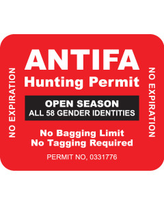 ANTIFA Hunting Permit Vehicle Decal