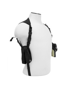 Ambidextrous Horizontal Shoulder Holster/Double Magazine Holder/Black
