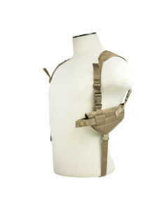 Ambidextrous Horizontal Shoulder Holster/Double Magazine Holder/Tan